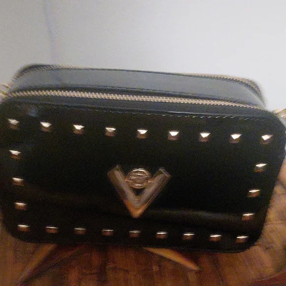 Valentino Black and Gold Studded Crossbody Bag - Picture 9 of 12